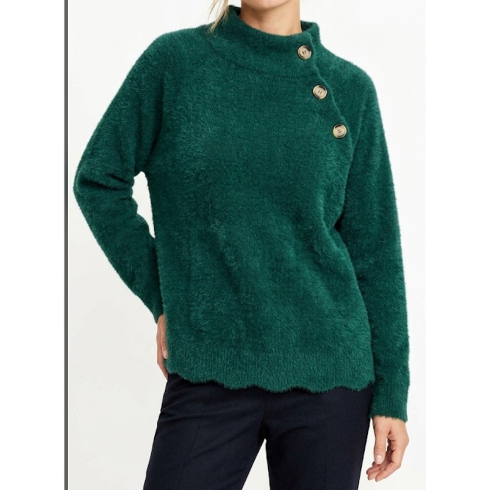 Cure Green  Button-Accent Women's long sleeve Sweater Size 1XL NWT